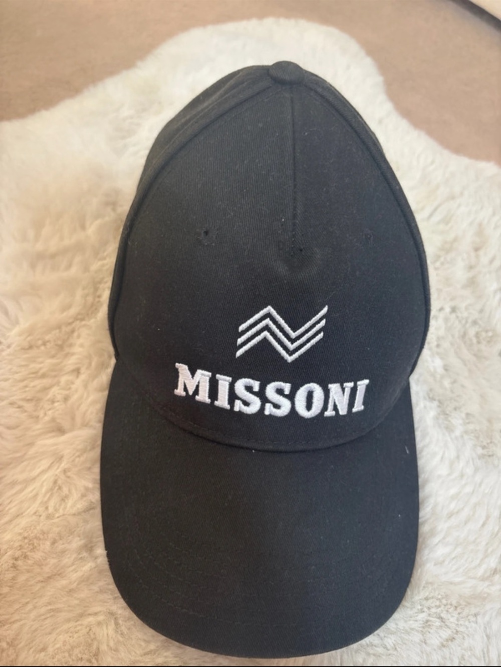 Missoni Black Baseball Cap with White Logo Embroidery